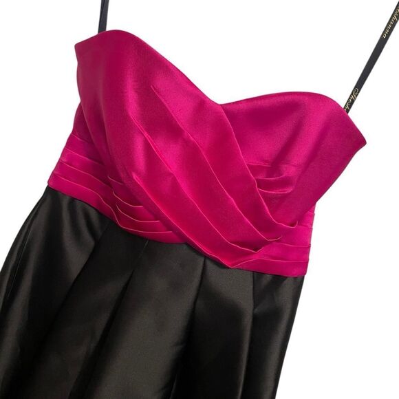 Shoshanna Midnight Strapless High Low Black Pink Wedding Prom Dress Size 2 NWT - Picture 3 of 7